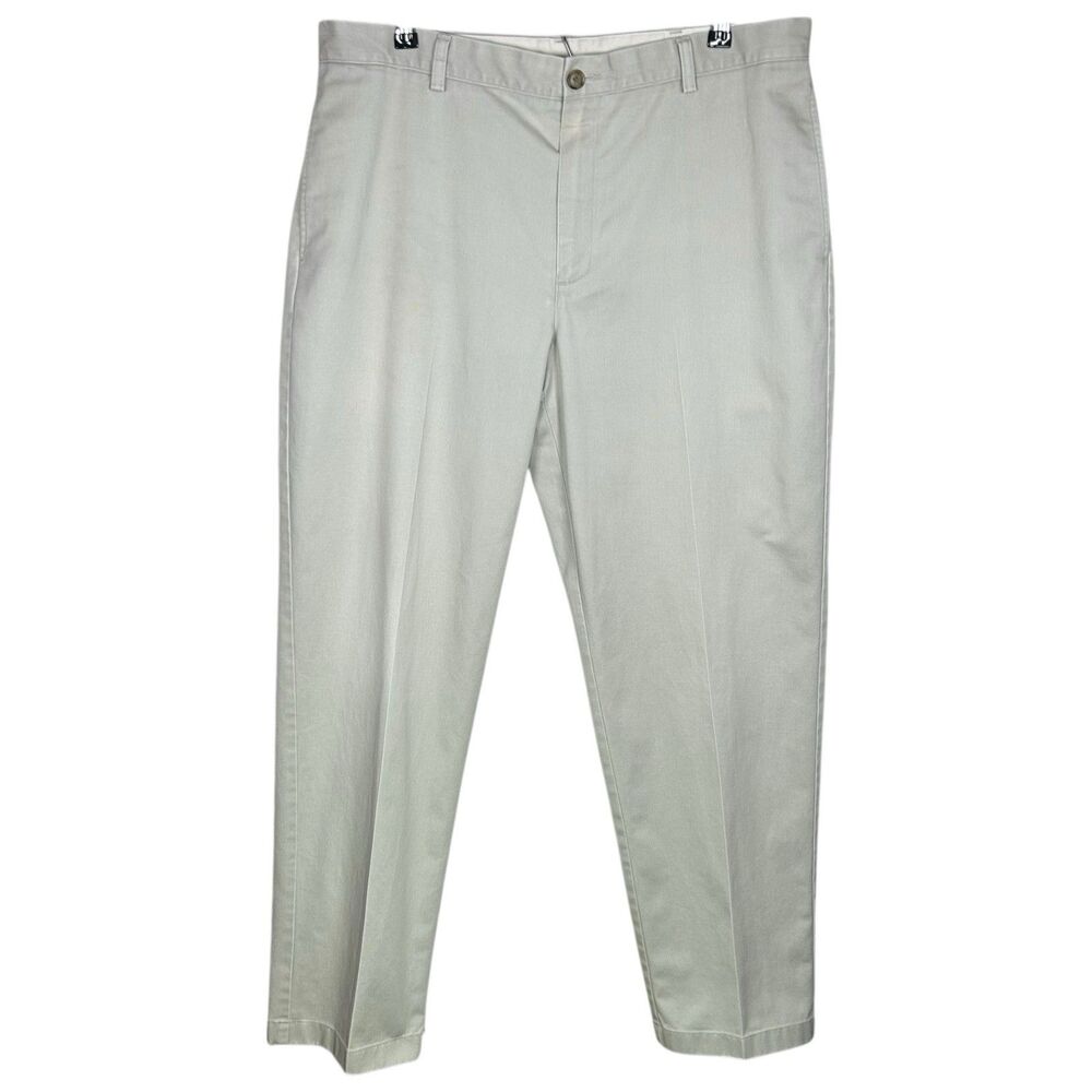 LL Bean Pants Mens 37x32 Beige Classic Fit Chino Workwear Casual Cotton Outdoor